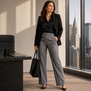 Brooks Brothers Womens Wool Dress Pants Sz 8 Gray Straight Leg Career Office